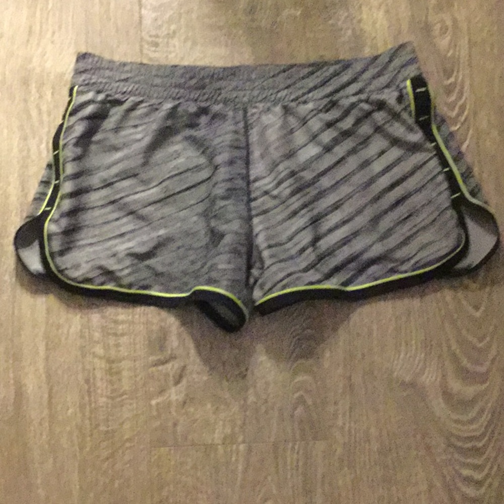 Grey black and green under armor work out shorts